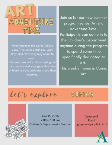 art adventure time flyer, description of program included.