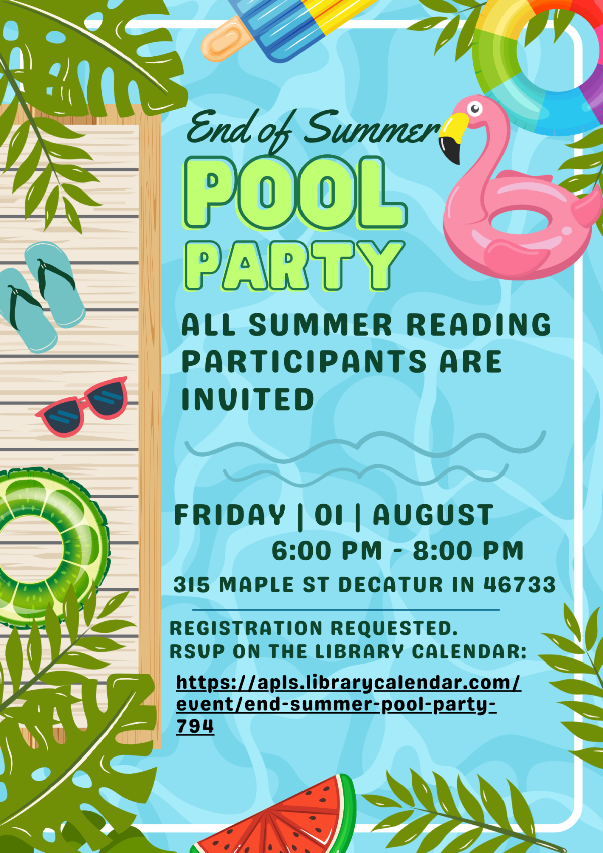 end of summer pool party flyer