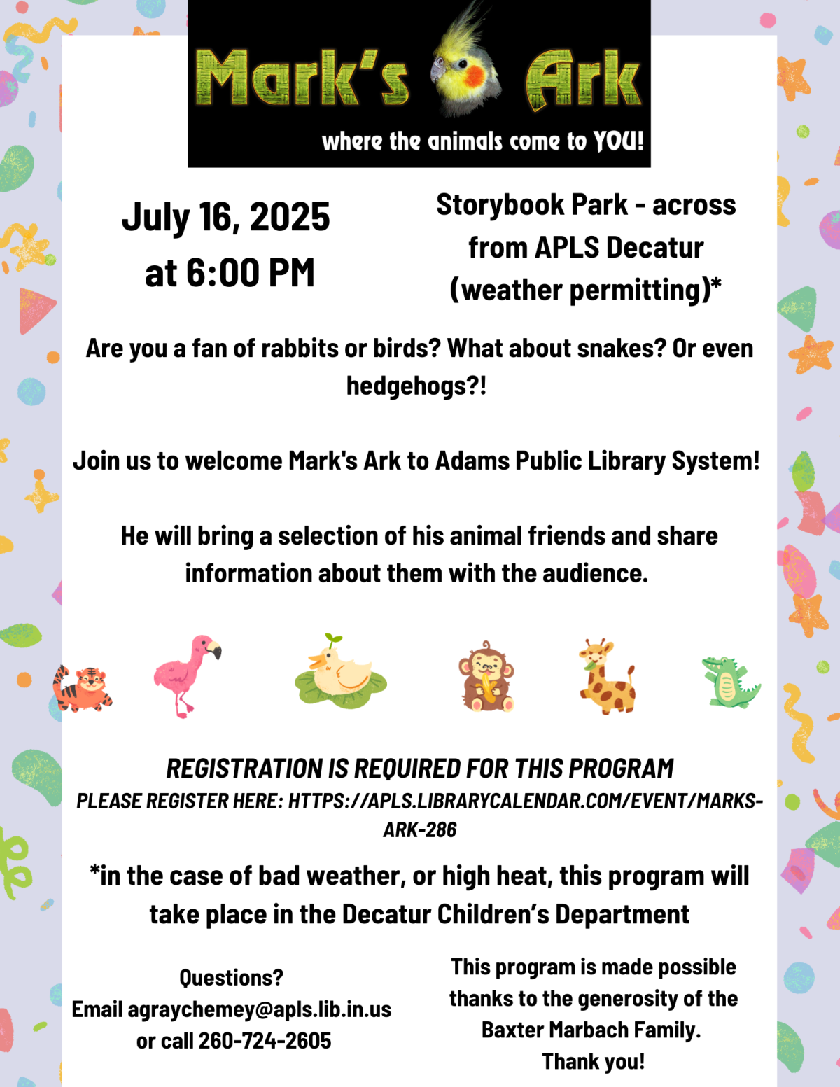 Mark's Ark program flyer
